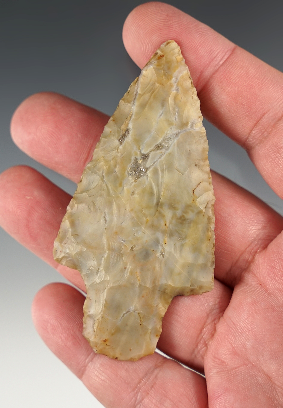 3 1/4" Ohio Adena - Flint Ridge flint. Ex. Terry Elleman.