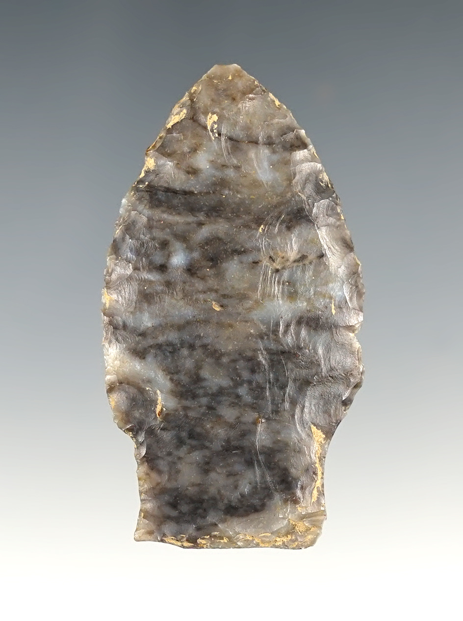 2 1/16" Paleo Stringtown Stemmed Lance - Coshocton Flint - Holmes Co., Ohio.