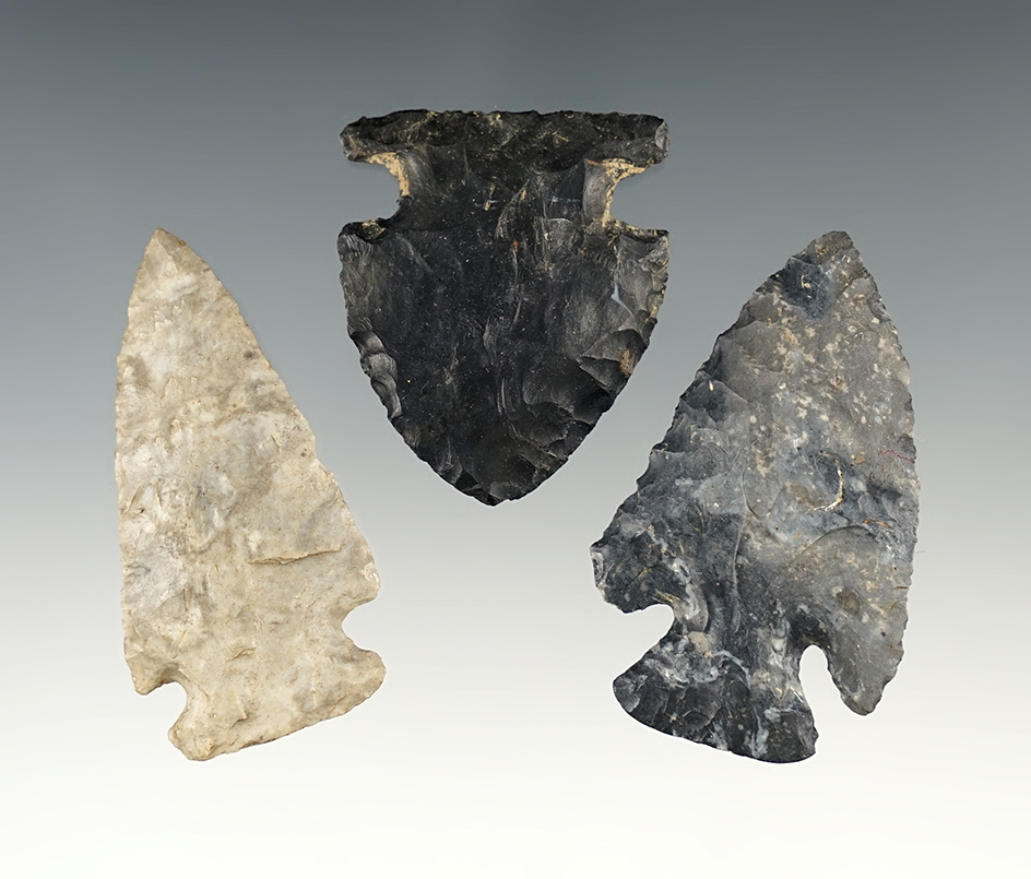 Set of 3 nicely made Ohio points. The largest is 2".