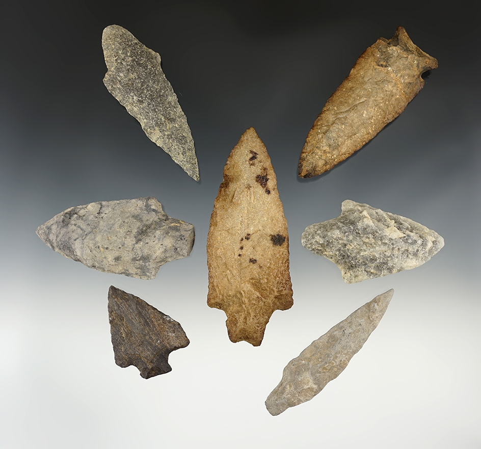 Set of 7 Eastern points in good condition. Largest is 4 3/8".