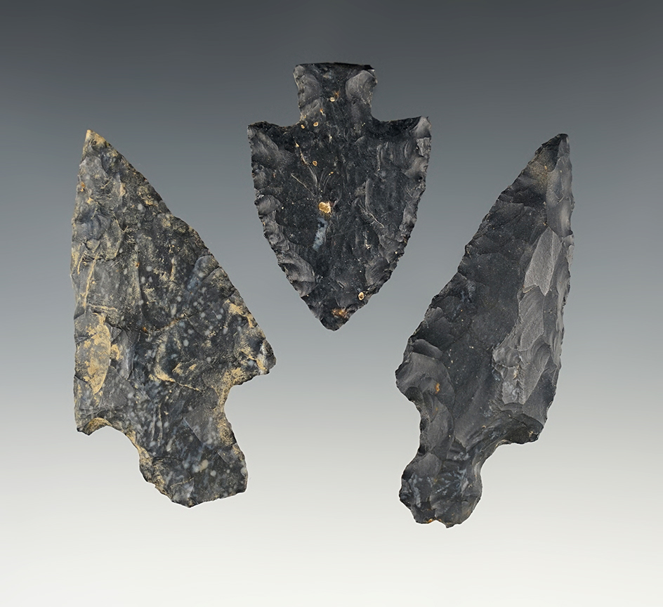 Three Coshocton Archaic Stemmed Points - Ohio.