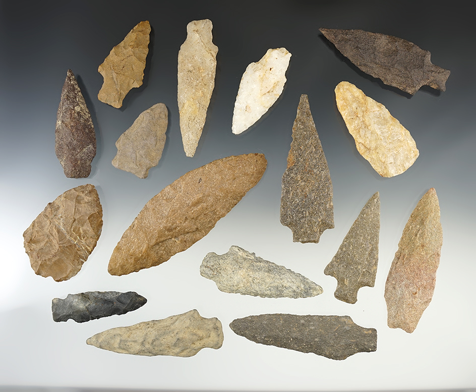 Set of 16 nice points - Eastern U.S. The largest is 4 1/2".