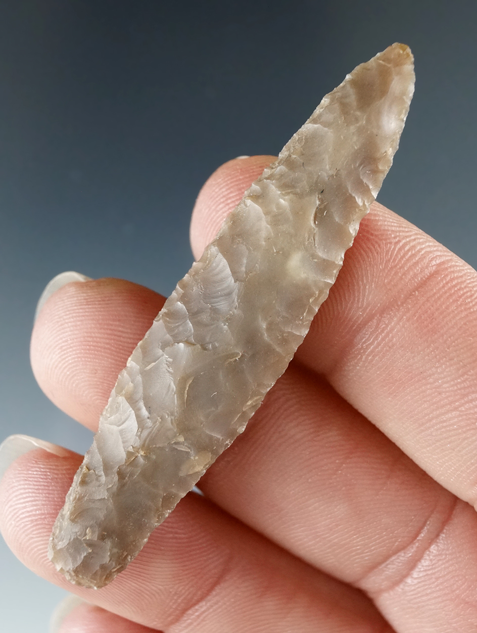 Excellent flaking on this 2 1/4" Shouldered Cascade found in Oregon.