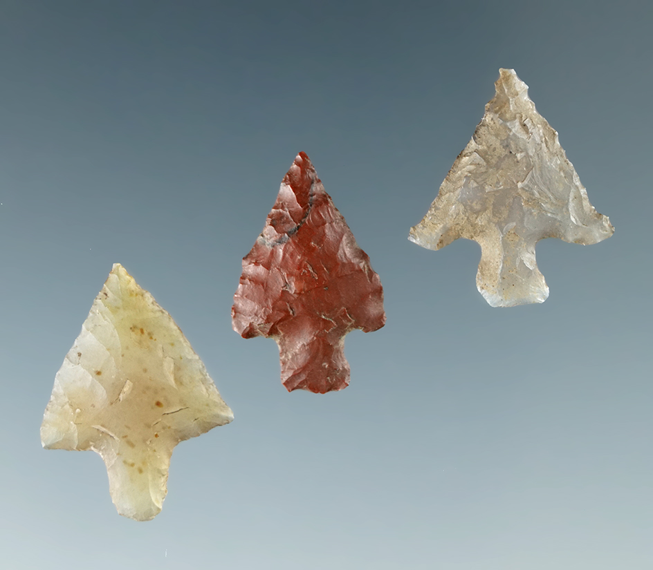 Set of three Columbia River Gem points, largest is 11/16".