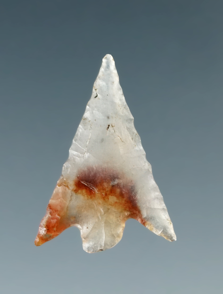 Delicately flaked 3/4" Columbia Plateau a from beautiful translucent agate. Columbia River.