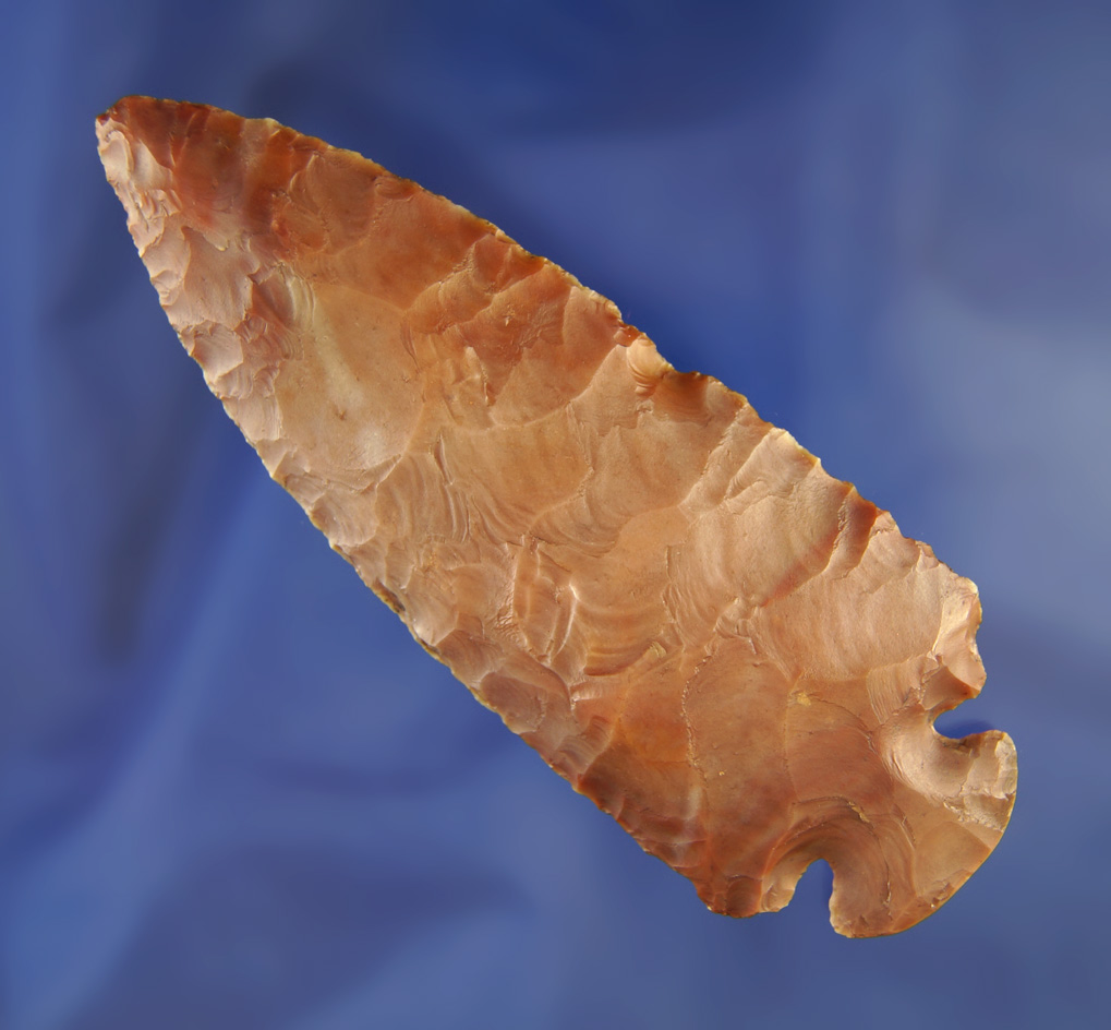 4 1/8" Classic Ohio Dovetail made from Red Flint Ridge Flint.  Thomas Collection.  Norwalk, Ohio.