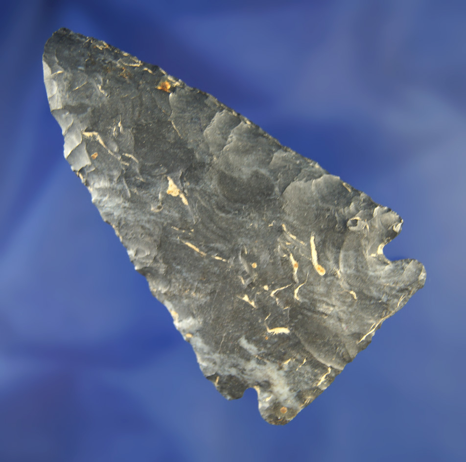 3" Coshocton Flint Meadowood with an ancient impact fracture to the tip area found in Ohio.