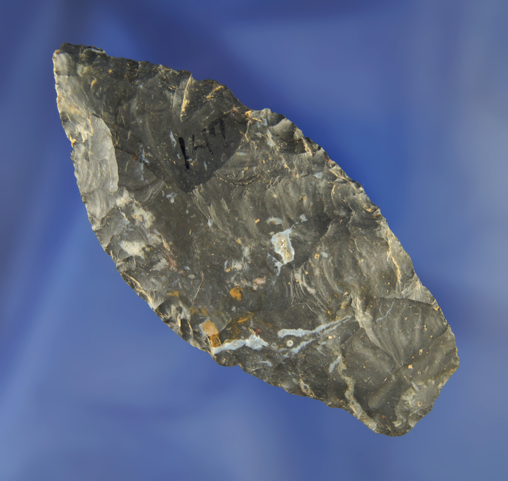 3" Paleo Lanceolate made from Coshocton Flint found in Ohio. Comes with a Davis G-8 COA.