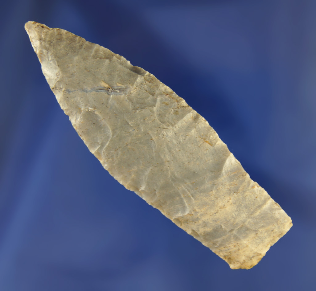 2 7/8" Coshocton Flint Paleo Lanceolate found in Ohio.