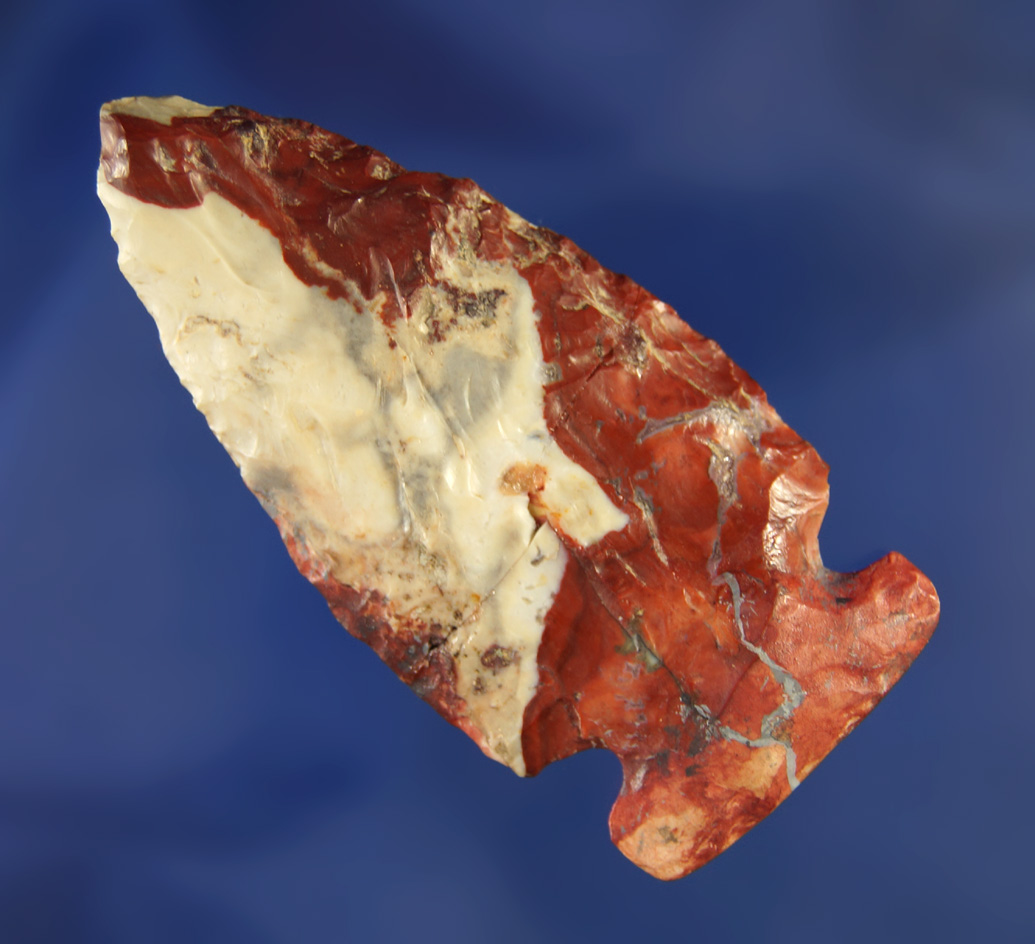 2 7/16" colorful Flint Ridge Flint Sidenotch  broken and glued at the mid section Knox Co.,  Ohio.