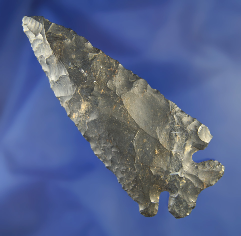 3 9/16" deeply beveled Archaic Cornernotch found in Ohio.
