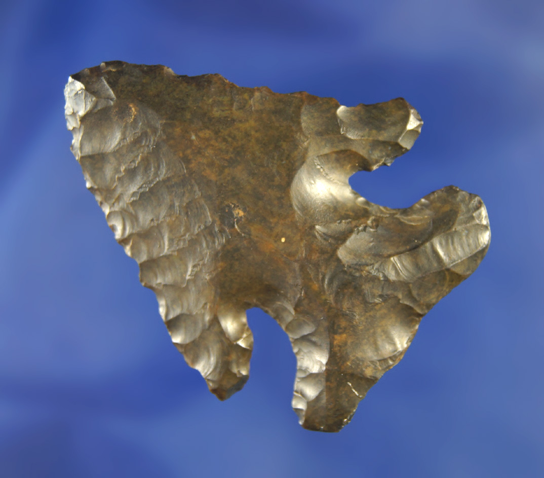 2 1/8" Thebes deep notched Archaic Bevel found in Medina Co.,  Ohio.