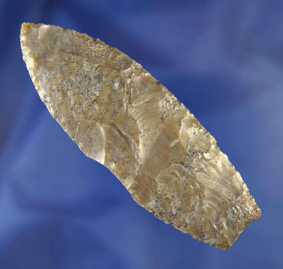 3 5/8" Flint Ridge Flint Paleo Lanceolate found in Ashland Co.,  Ohio.