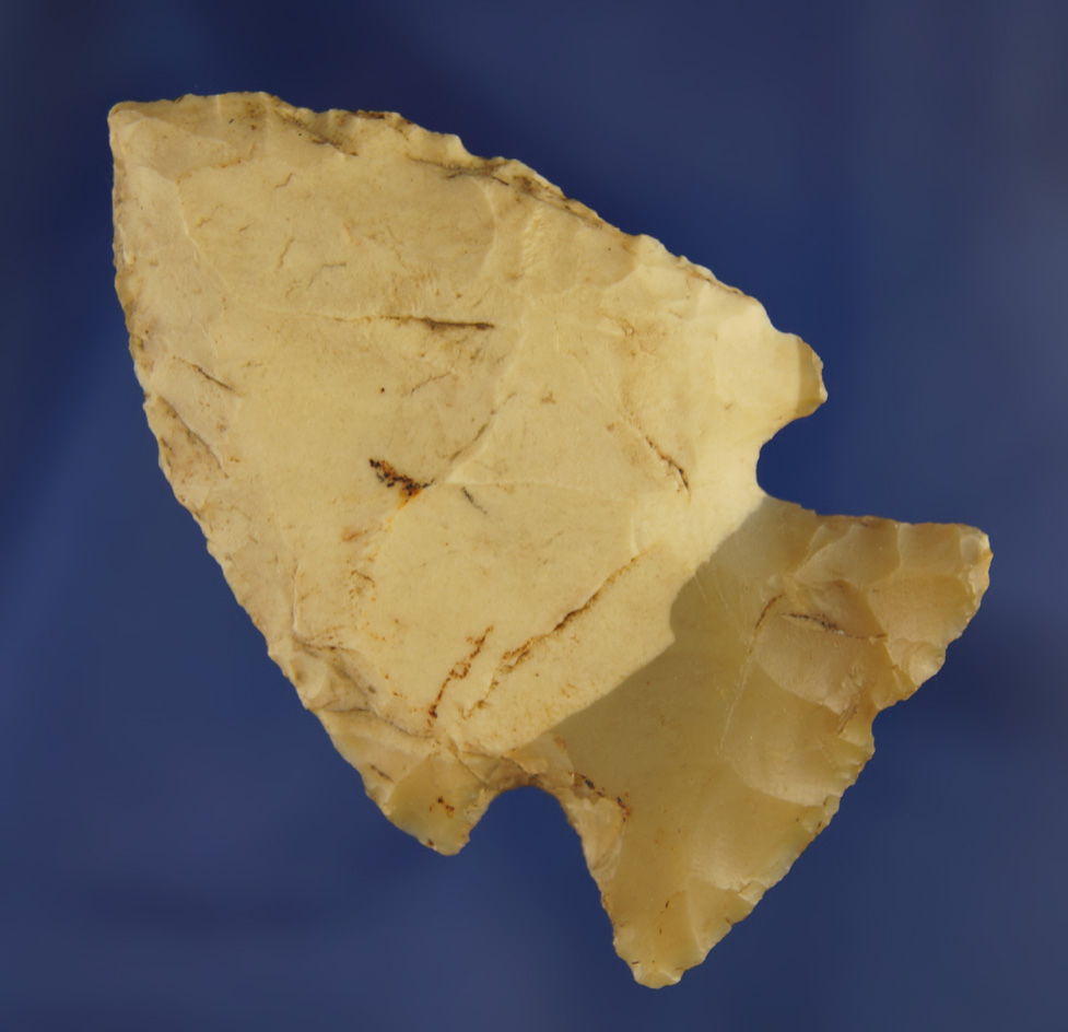 2 1/2" Flint Ridge Hopewell, entire base is translucent.  Found in Norwalk, Ohio.