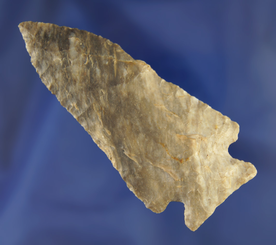 3 3/16" Kirk Cornernotch made from beautiful Upper Mercer Flint found in Ohio.