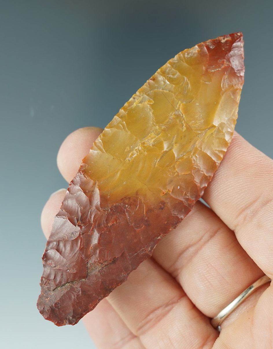 Nice color on this 3 3/16" Cougar Mountain found in Southern Oregon in the 1950's. Ex. Hall.