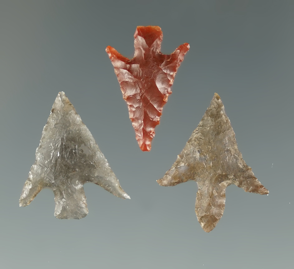 Set of three Columbia River Gempoints, largest is 5/8".