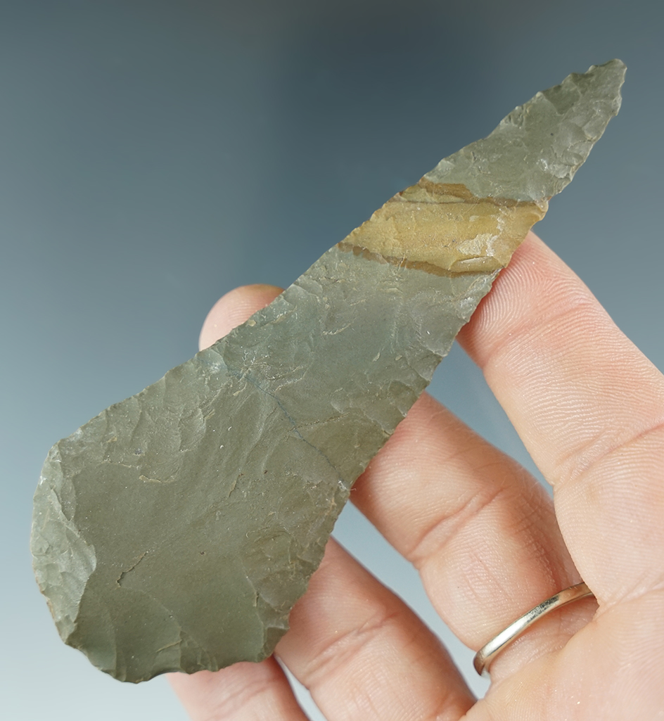 3 7/8" Wahmuza Blade made from beautiful green Jasper. Found near the Mid Columbia River.