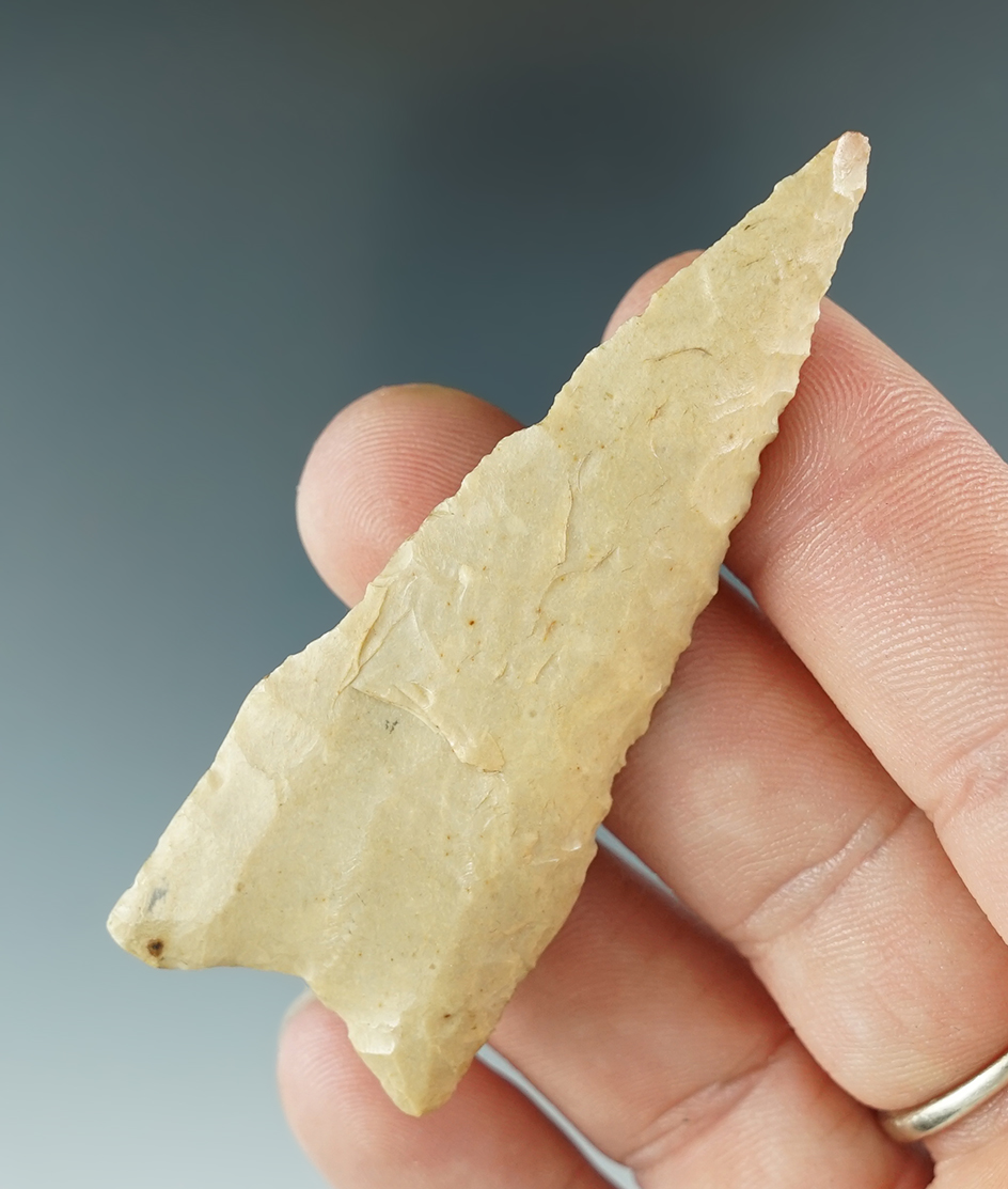 2 5/8" Meserve made from Cream Fossil Chert, found in Houston Co., Texas. Jackson COA.