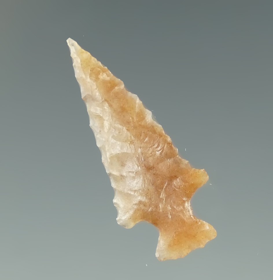 Nice serrated 1" Klickitat Dagger found along the Mid Columbia River. Ex. Charles Hall.