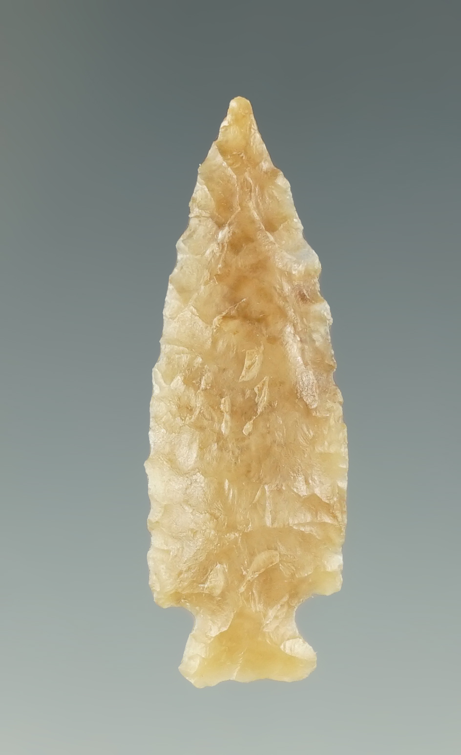 Very nice flaking in style on this 1 3/8" Rose springs found in the Columbia River.