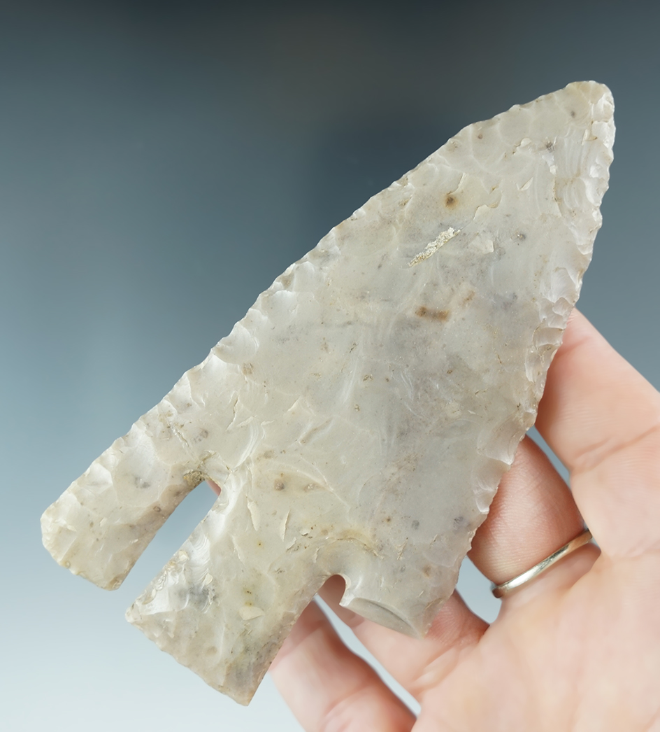 Sale Highlight! 4 3/8" Texas Andice Point. One barb missing and one glued. Jack Co., Texas.