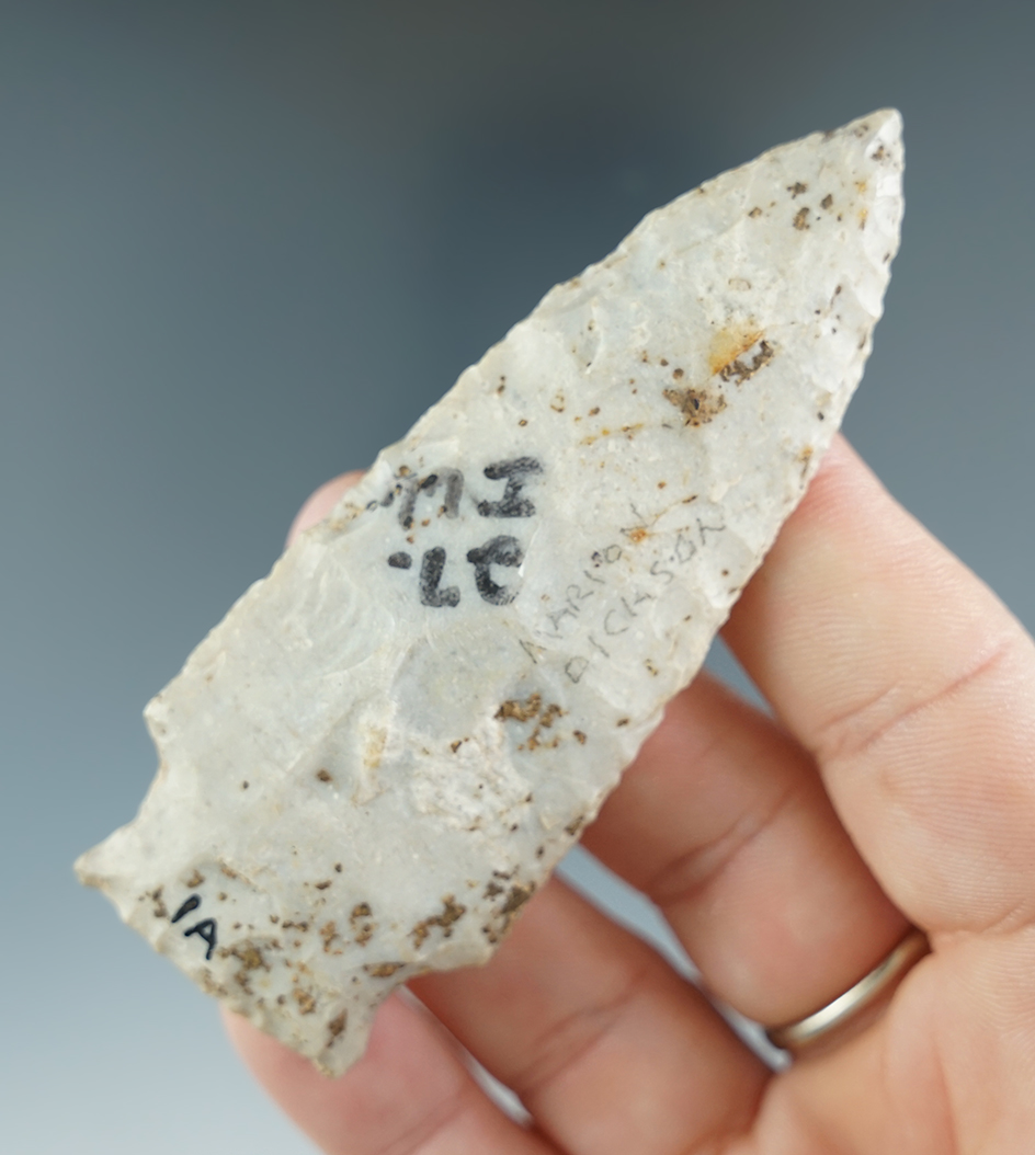 3 3/8" Stemmed Knife found in Illinois. Ex. Marion Dickson, Gregory Perino Collections. COO.