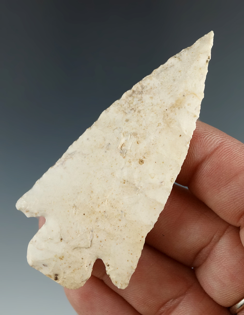 2 3/4" Apple Creek that is very well flaked found in Saline Co., Missouri. Ex. Bill Bodine.