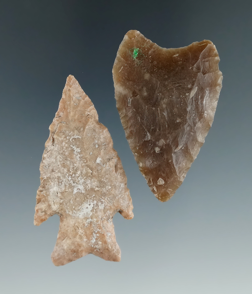 Ex. Museum! Nice pair of Texas points, largest is 2 3/16".