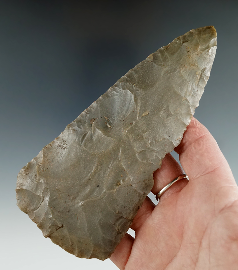5 3/16" Flint Blade that is very nicely patinated found in Johnson Co., Indiana.