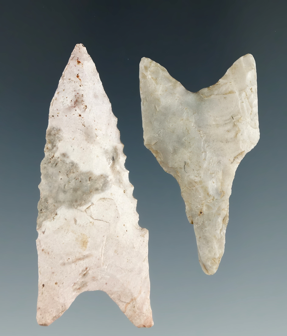 Pair of well-made Dalton points found in Cooper Co., Missouri by Bill Bodine. Largest is 2 5/16".