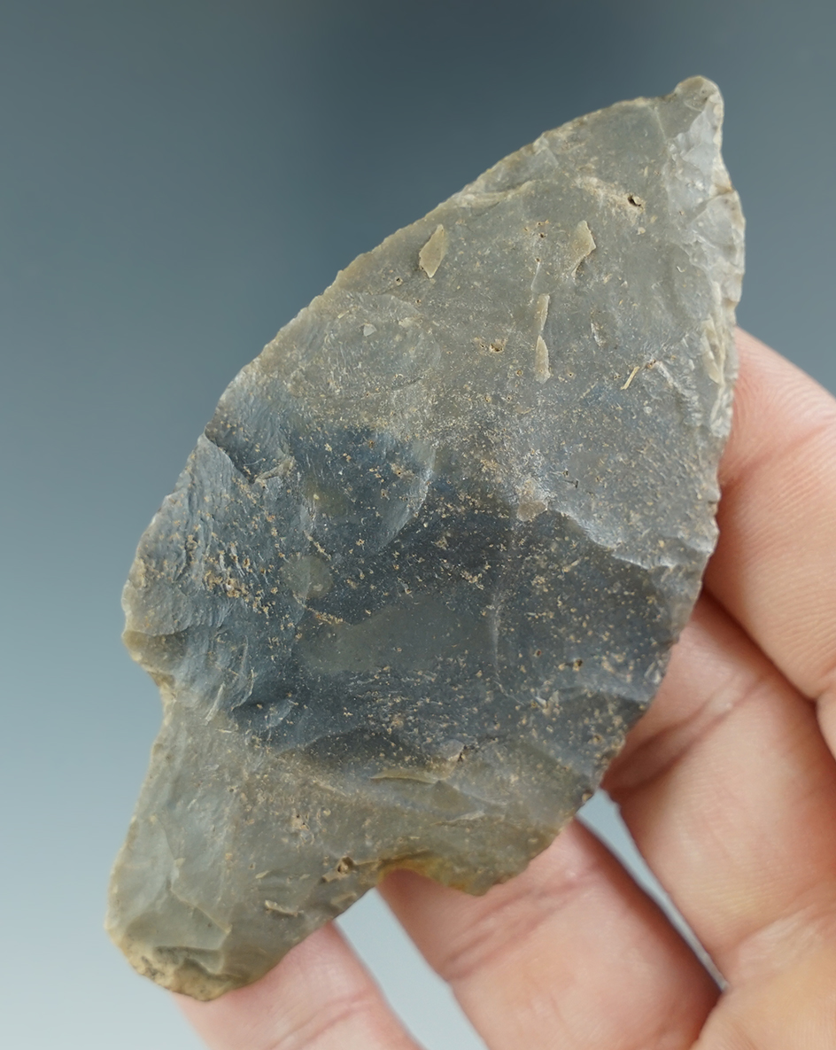 Excellent style on this 3 1/8" hornstone Adena found in Indiana.