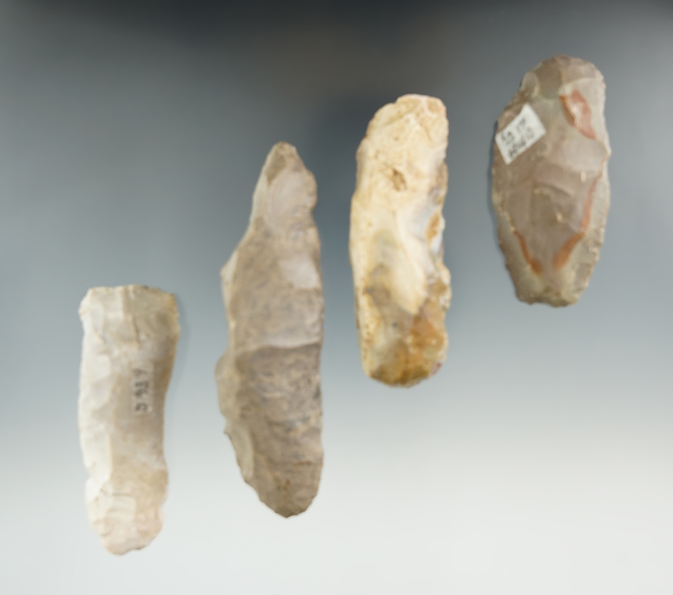 Set of four Uniface Paleo tools found in Kentucky, largest is 3 7/8".
