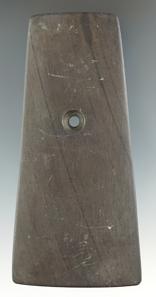 Classic and symmetrical 3 3/4" Trapezoidal Pendant made from brown Banded Slate.