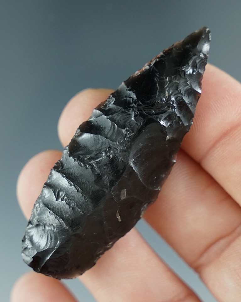 2 1/4" Obsidian Lanceolate found at the Hinton Ranch in Southern Oregon.