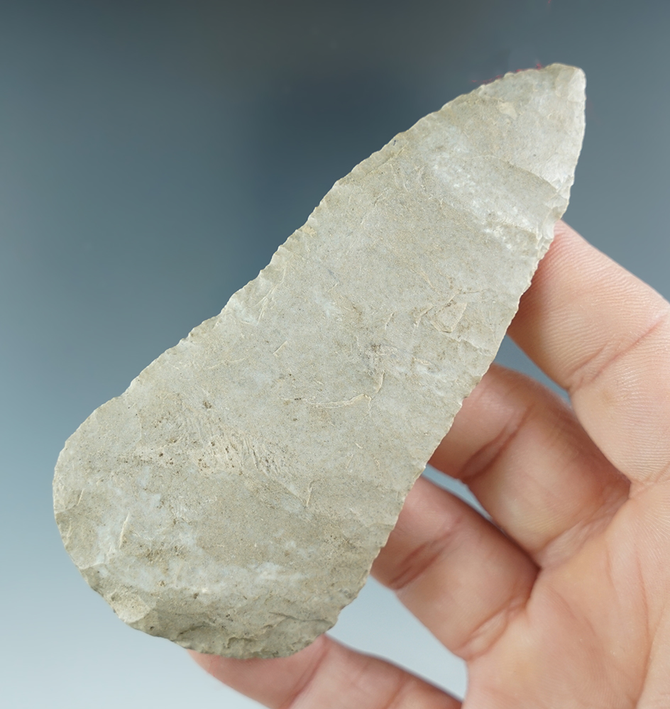 3 7/8" Flint blade that is nicely flaked found in Jefferson County Kentucky. Ex. Henry English.