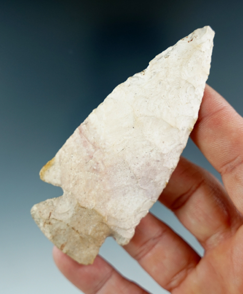 3 7/16" Cornernotch knife made from Burlington chert found in Knox County Illinois.