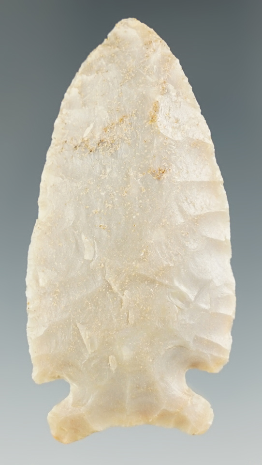 Well styled 2 1/2" Cornernotch Archaic bevel made from Carter Cave Flint found in Kentucky.