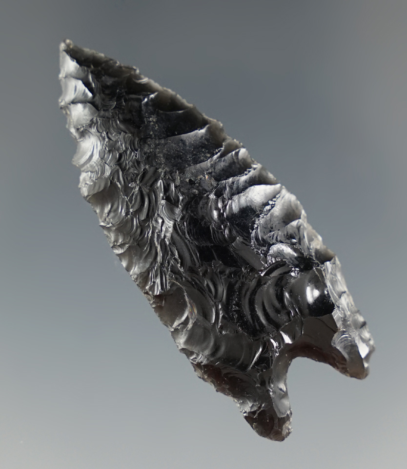 2 1/16" Pinto Basin made from Obsidian, found in Lake Co., Oregon. Pictured in Overstreet #9