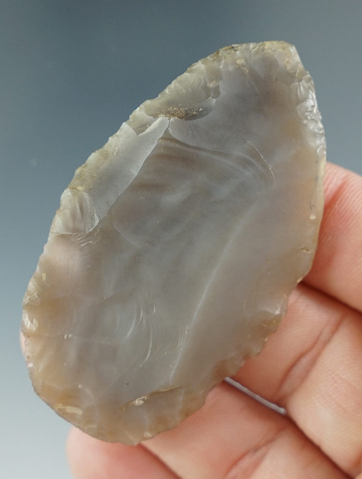 2 3/8" Paleo Knife made from highly translucent Chalcedony, found in Eastern Oregon.