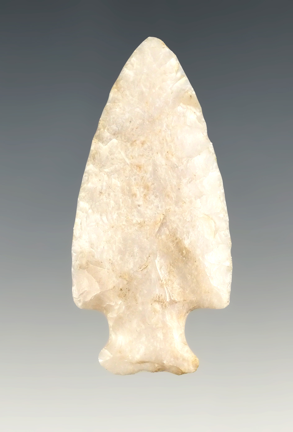 2" Bottleneck made from high-grade flint. Found in Fulton Co., Ohio.