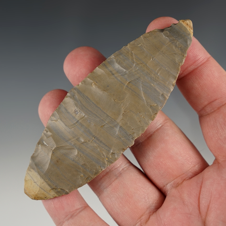 4 1/16" Kentucky Adena Blade from  beautifully banded flint.