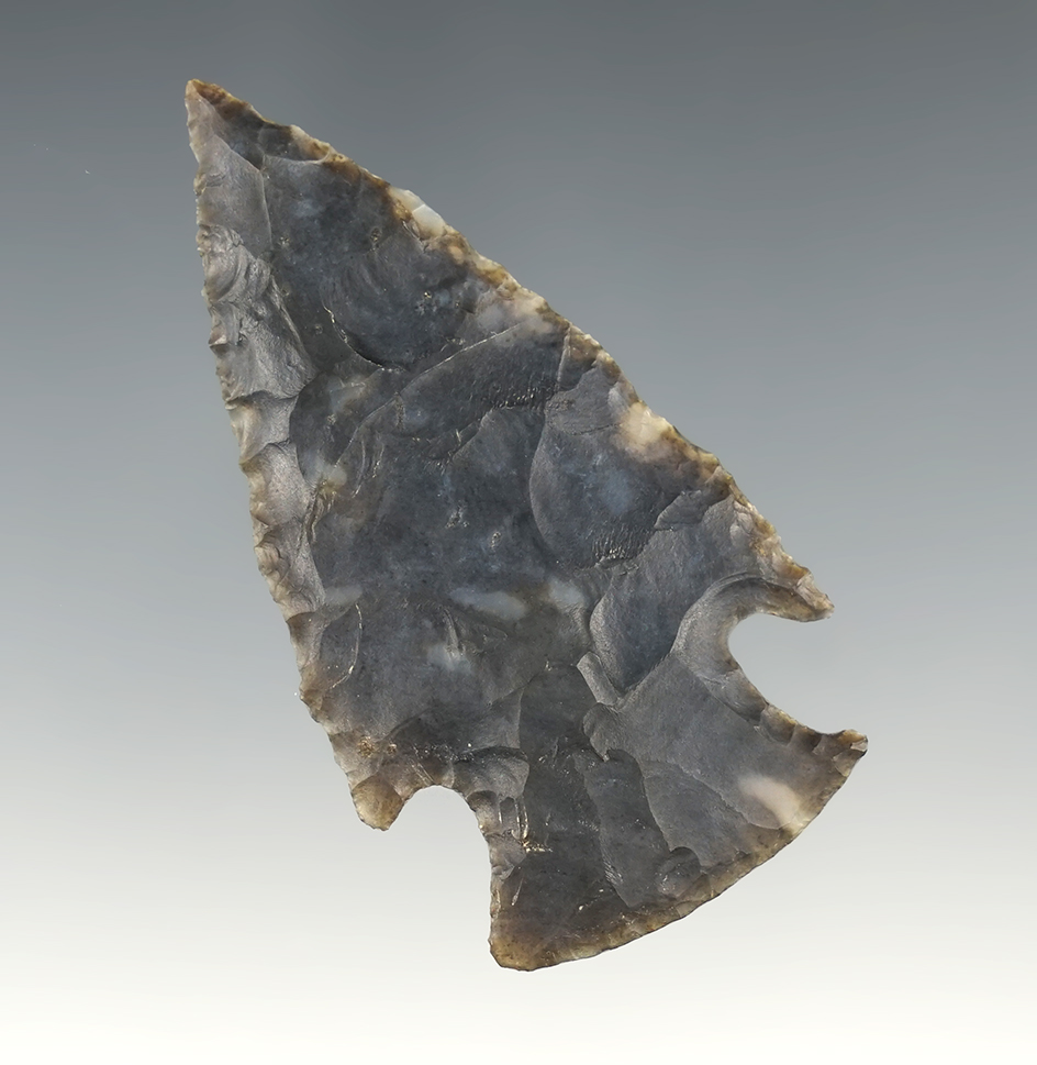 Well made 2 1/2" Flint Ridge Hopewell found in Ohio. A nice example of the type. Jackson COA.