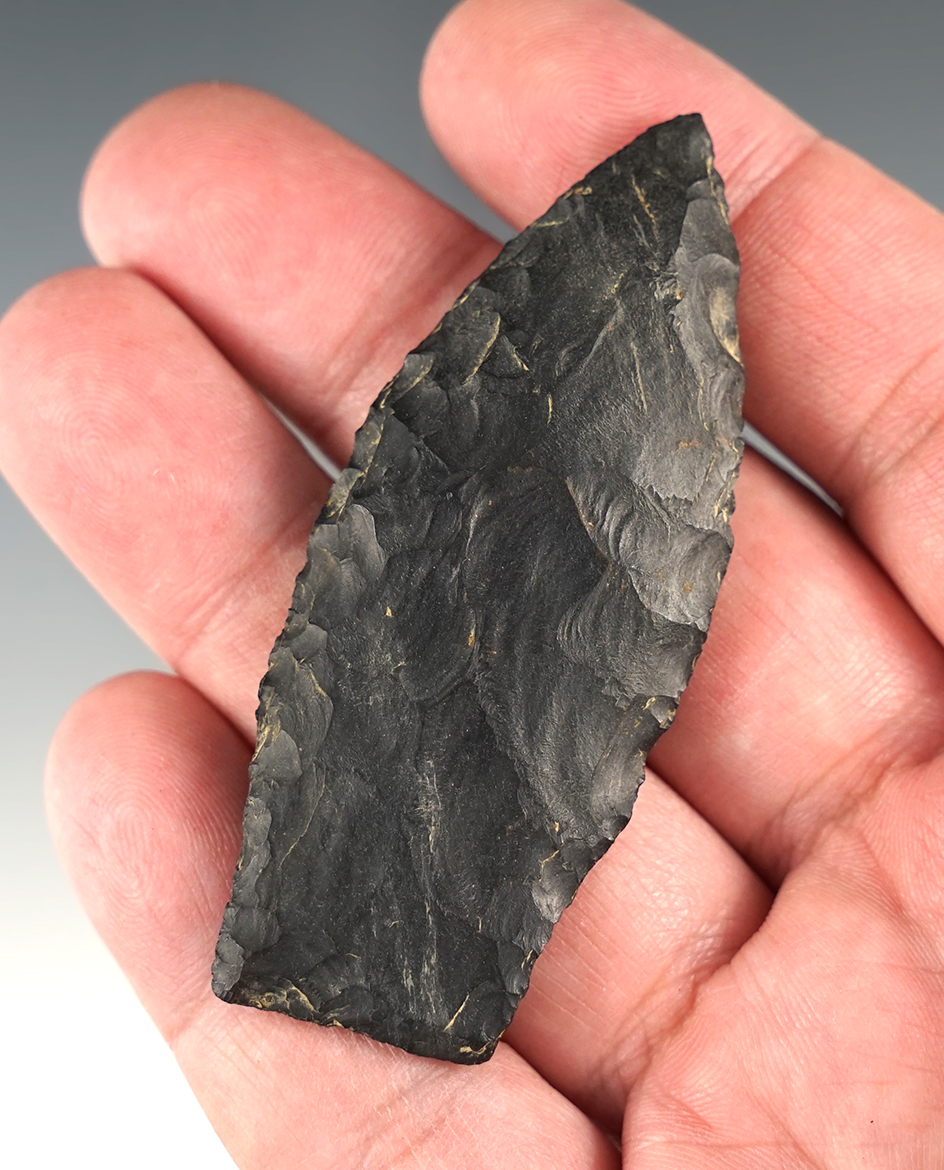 2 13/16" Paleo Lanceolate found in Ohio. Classic example of the type.
