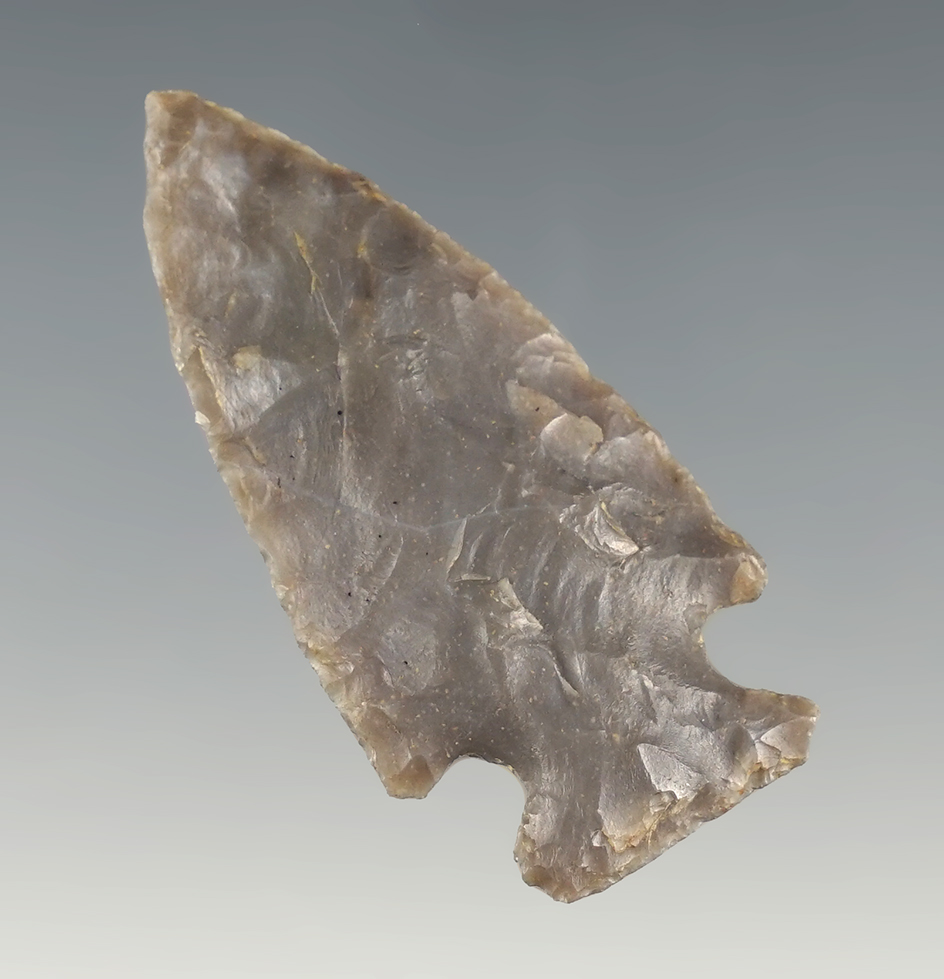 Well flaked 1 7/8" Corner Notch found in Delaware Co., Ohio. Ex. Ron Sauer collection.