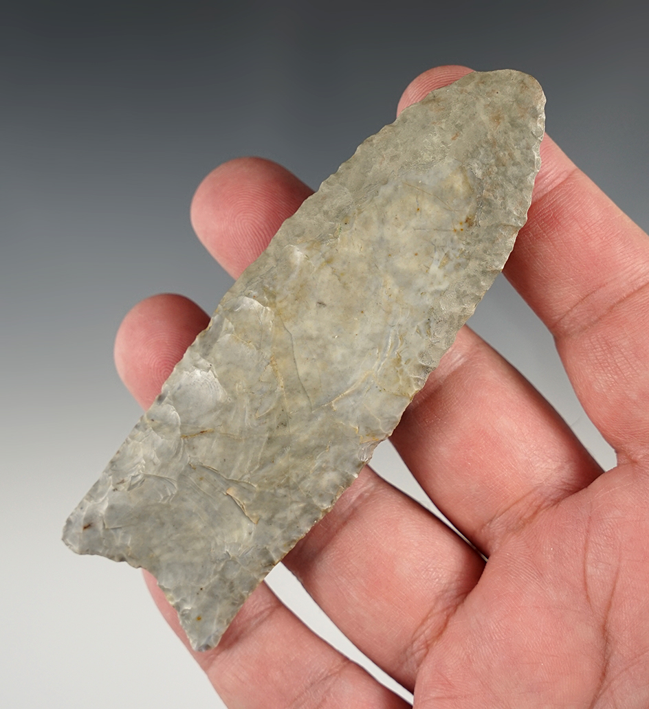 4 1/8" Paleo Ross Co. type Flute - Restored. Washington Co., Ohio. Ex. Paul Dietz Collection.