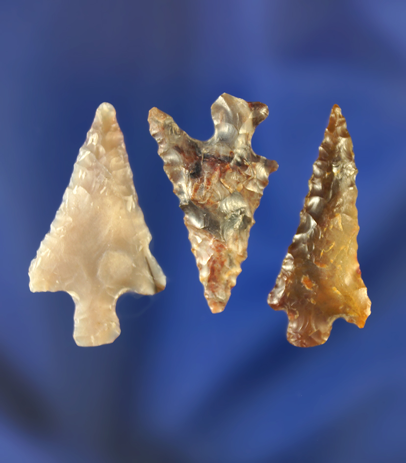 Set of three Columbia River Gempoints made from attractive material, largest is 1 1/8".