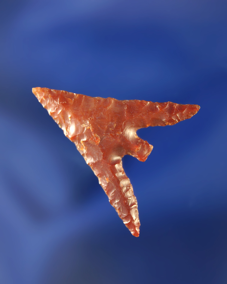 1 1/8" Gunther made from beautiful red agate with long swept wings, found in Oregon.
