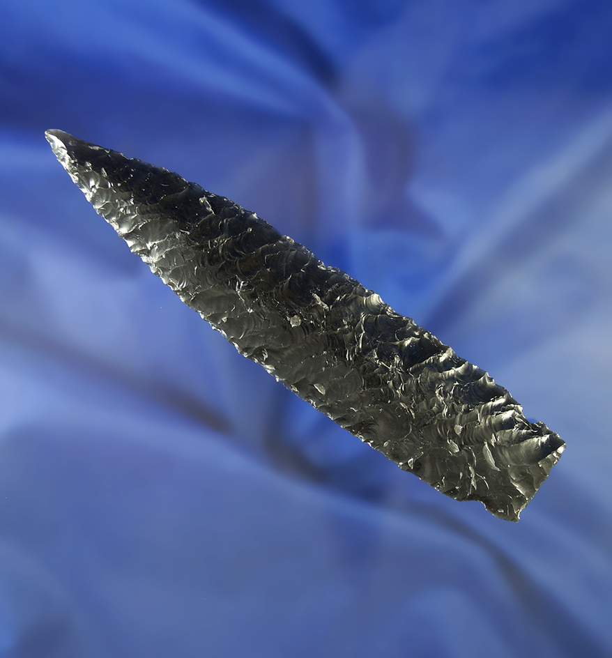 Truly exceptional flaking on this 4 15/16" obsidian Nightfire Knife - Klamath Falls