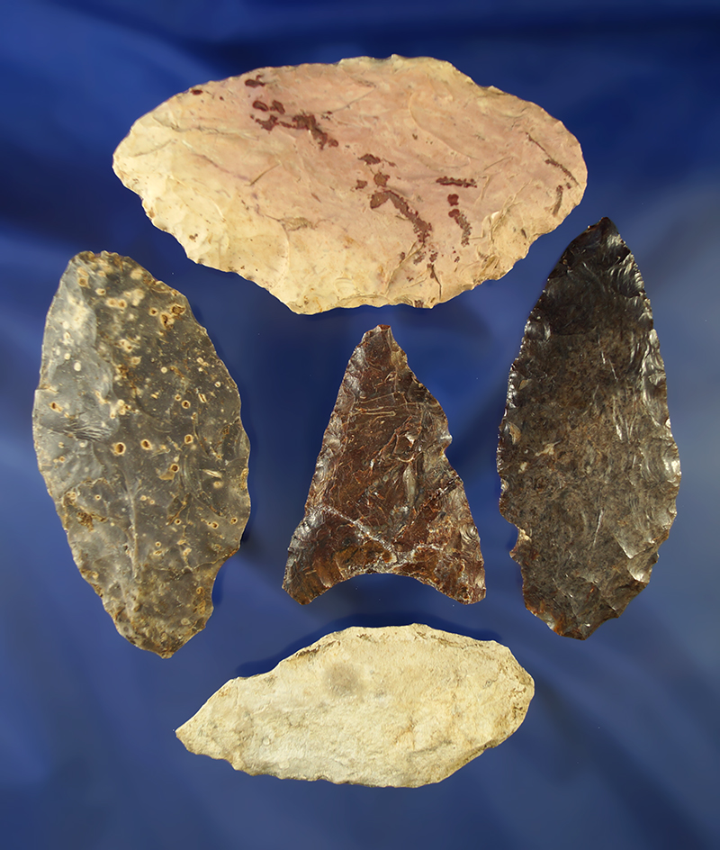 Set of five Knives and Blades, largest is 3 1/2".